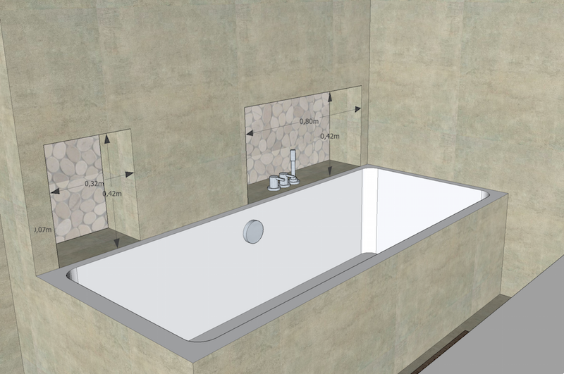 Badewanne mit Nischen